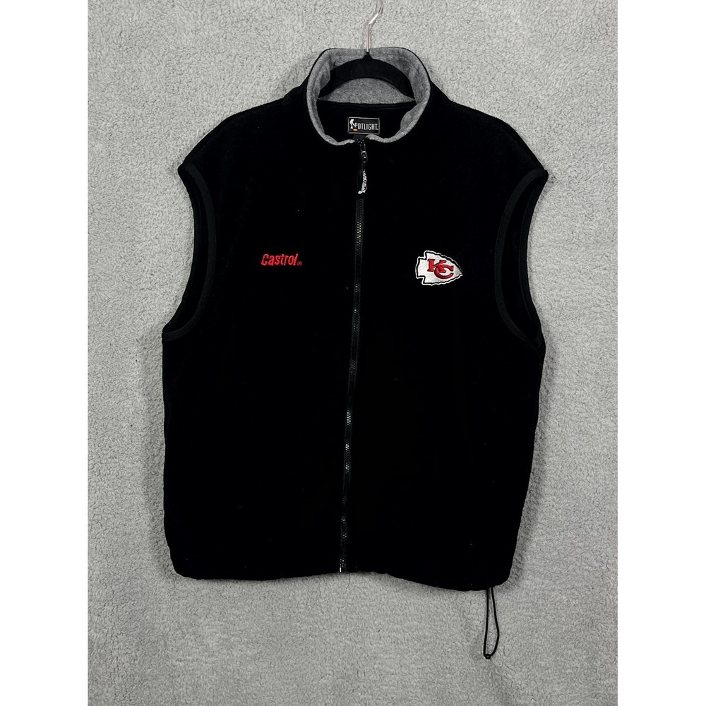 VTG NFL Spotlight Castrol Kansas City Chiefs Football Vest Mens XL Black Fleece